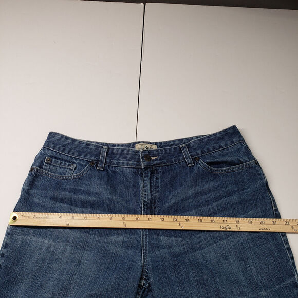 L.L. Bean Jeans Womens 16 Regular Blue Denim Straight Leg Cotton Dark Wash - Picture 7 of 16